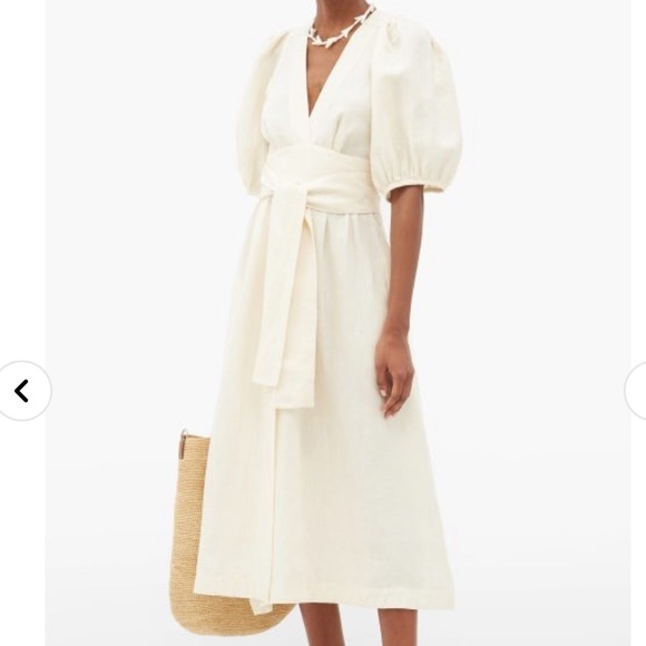 THREE GRACES LONDON Fiona Dress Ivory Linen S/M - Picture 1 of 13